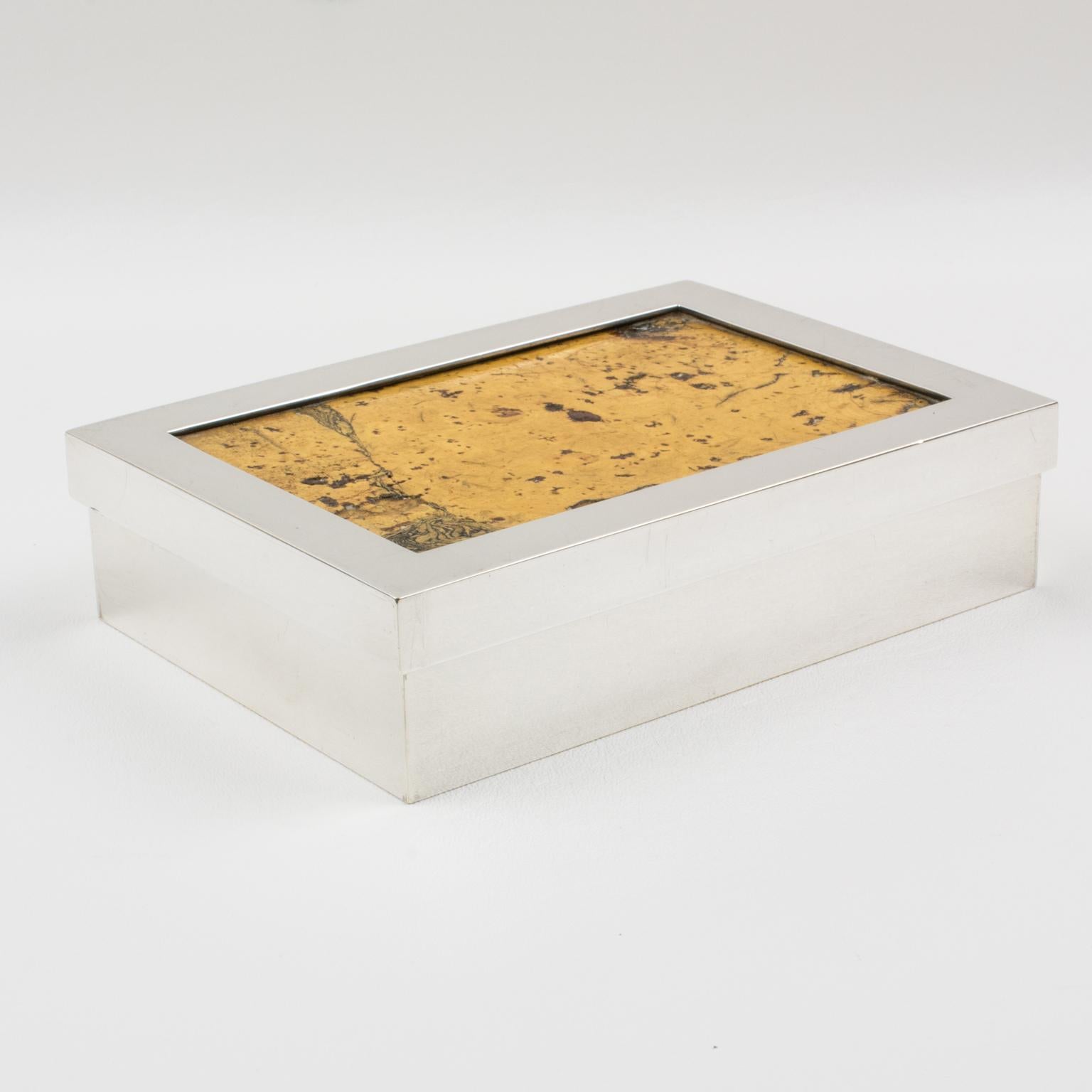 Debladis Paris Art Deco Silver Plate and Cork Decorative Box, 1940s 5