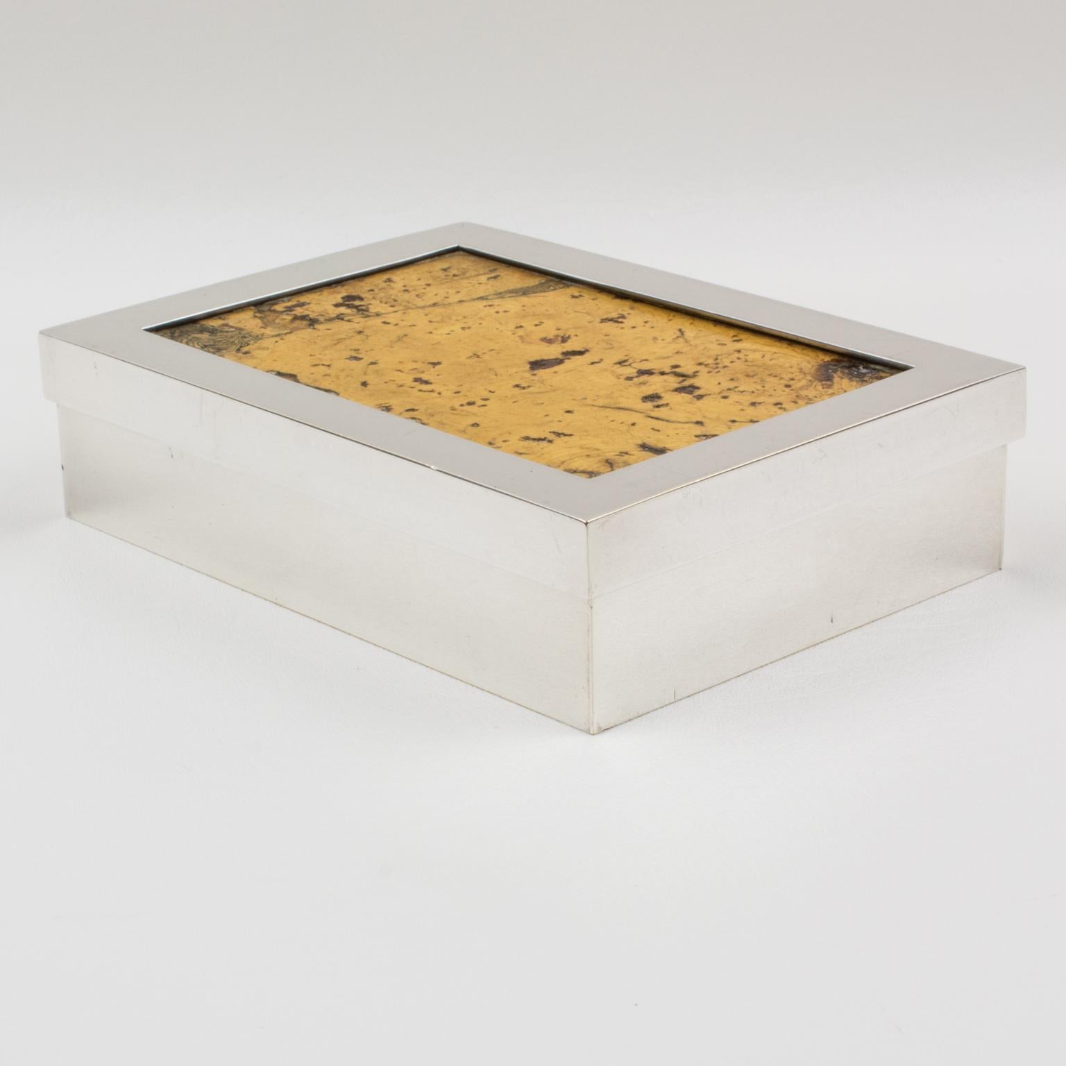 Debladis Paris Art Deco Silver Plate and Cork Decorative Box, 1940s 6