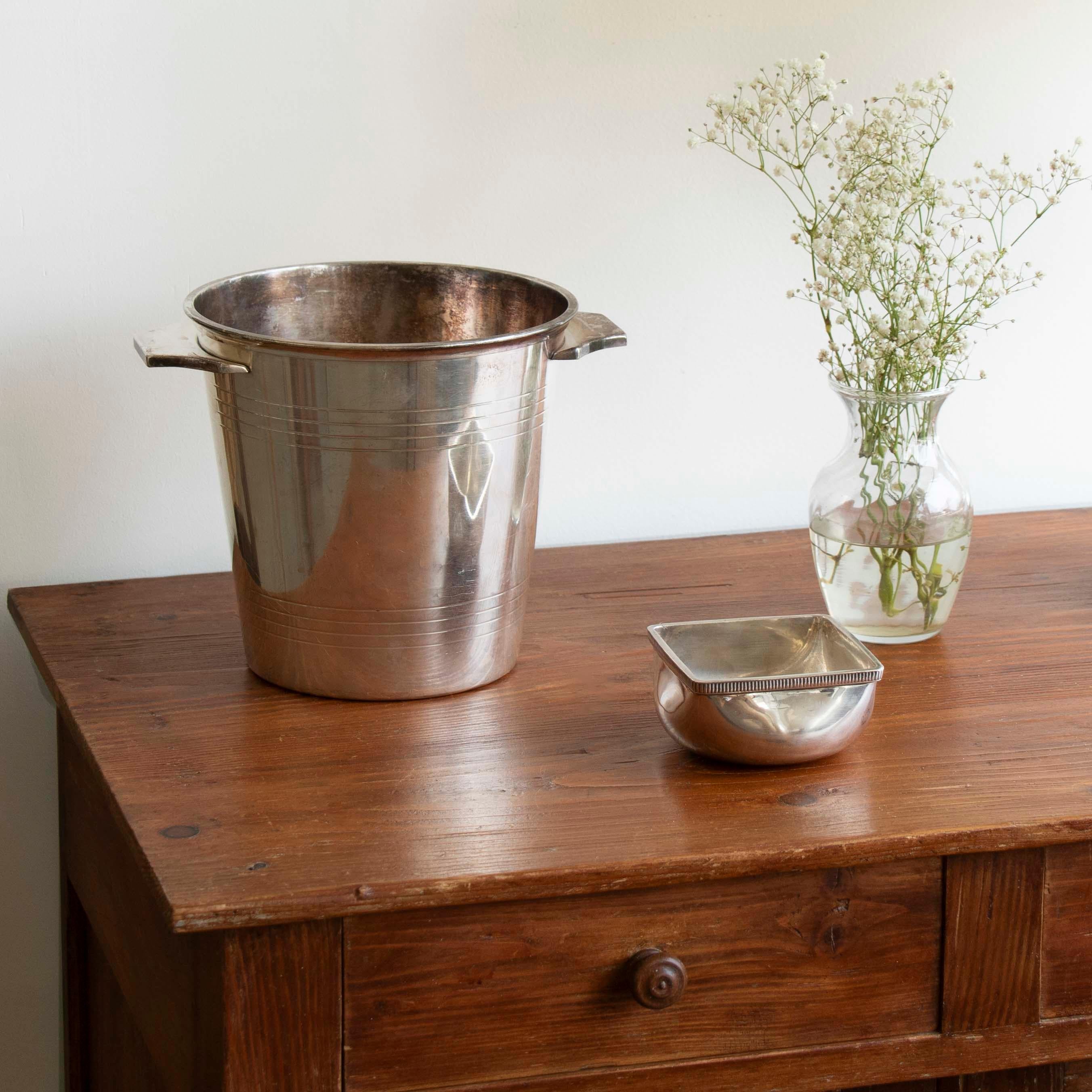 French Art Deco Silver Plate Champagne Bucket by St. Medard In Good Condition In Los Angeles, CA