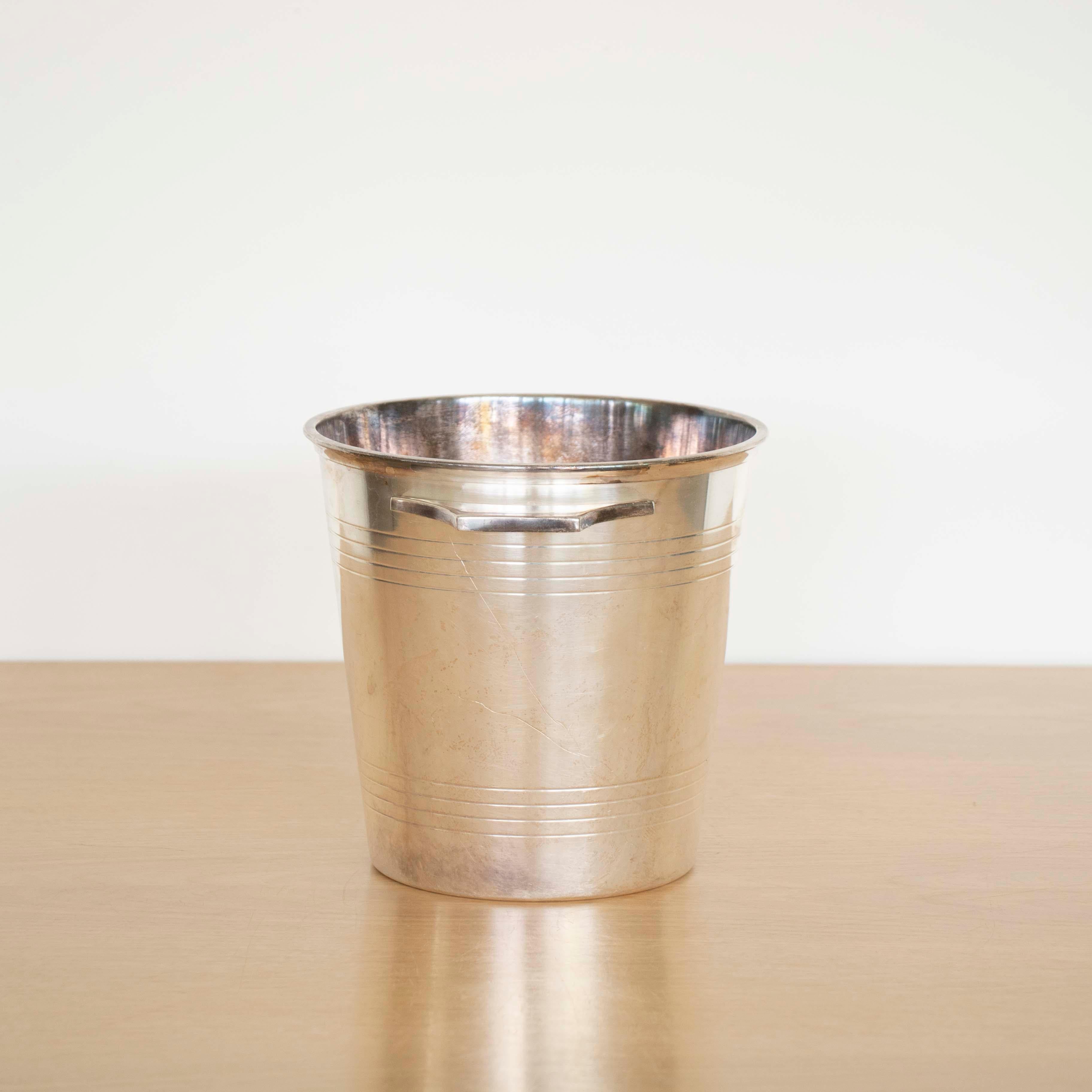 French Art Deco Silver Plate Champagne Bucket by St. Medard 1