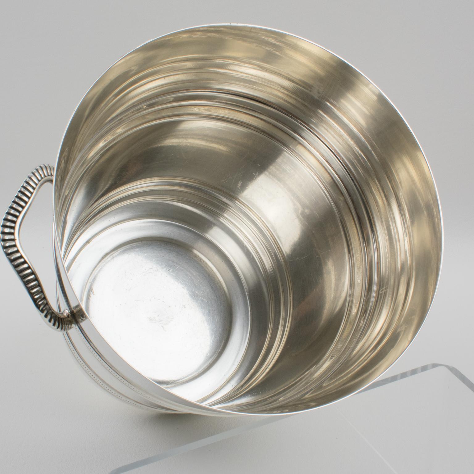 French Art Deco Silver Plate Champagne Ice Bucket Wine Cooler In Excellent Condition In Atlanta, GA