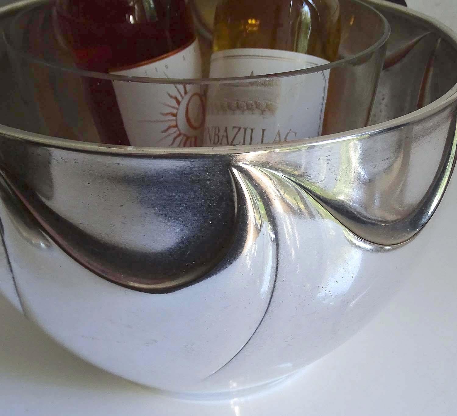 French Art Deco Silver Plate Champagne Wine Cooler Ice Bucket 1930s Wave Pattern 9