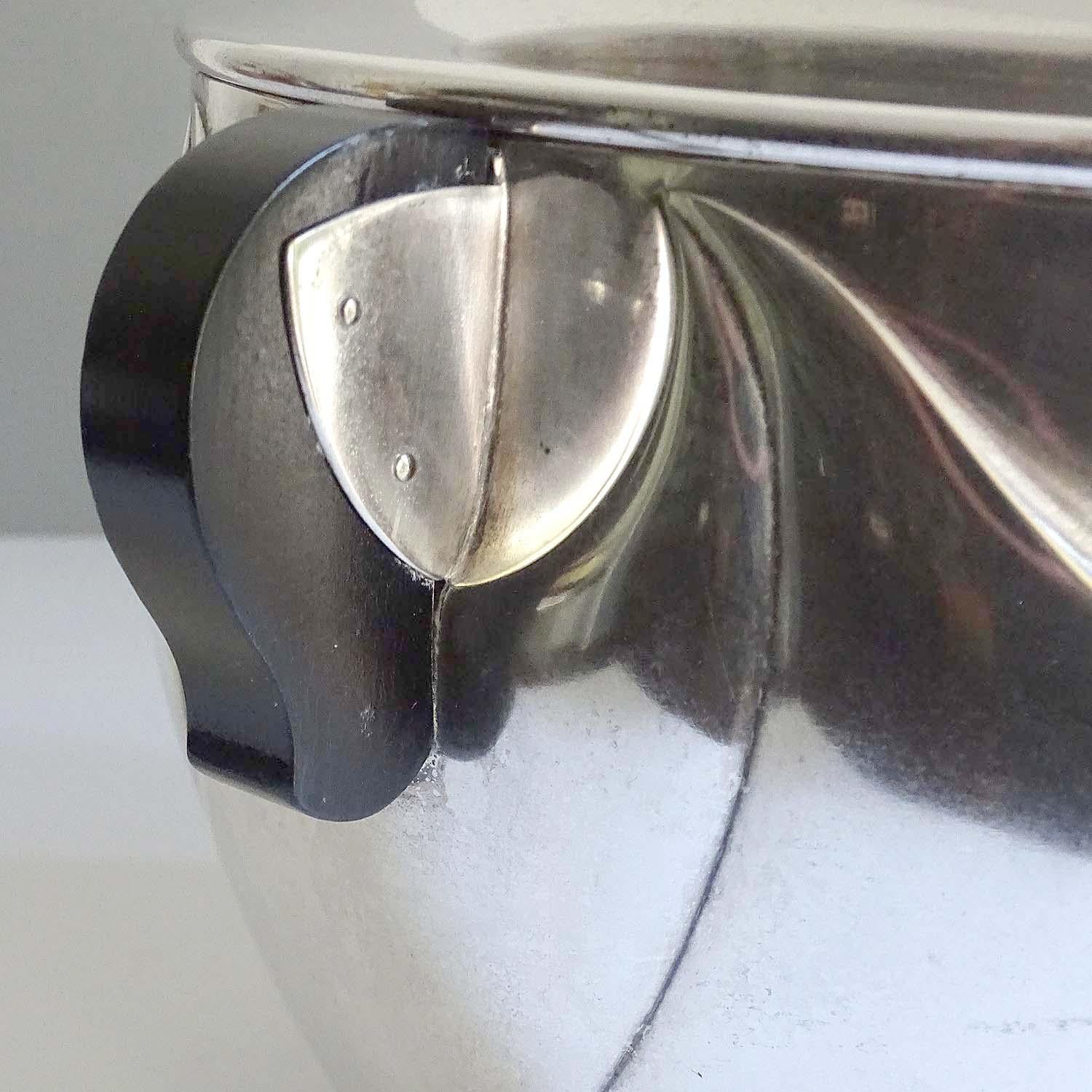French Art Deco Silver Plate Champagne Wine Cooler Ice Bucket 1930s Wave Pattern 12