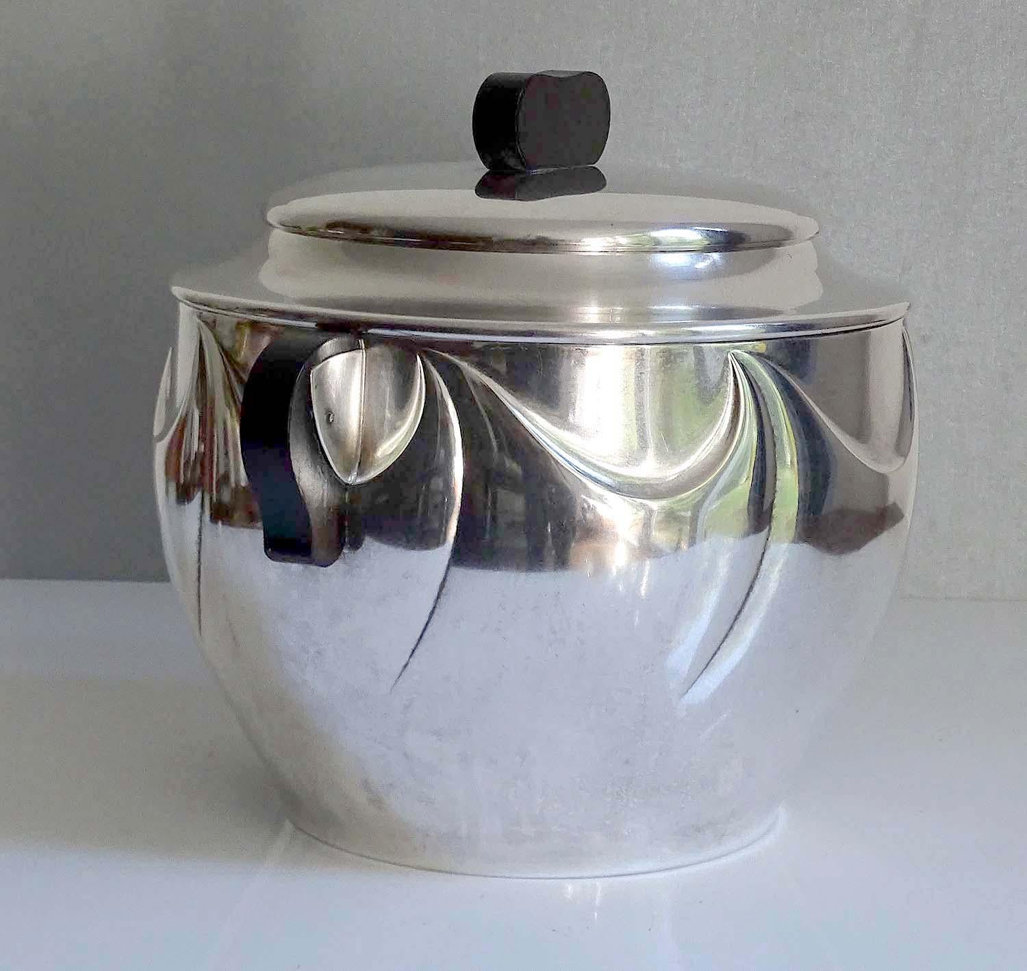 French Art Deco Silver Plate Champagne Wine Cooler Ice Bucket 1930s Wave Pattern 4