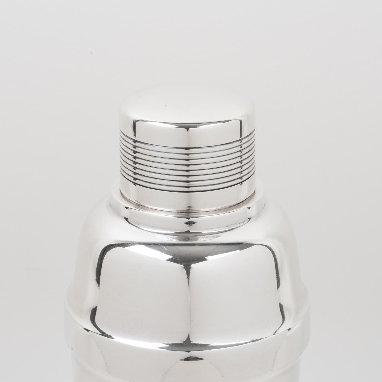 French Art Deco Silver Plate Cocktail Shaker by Ercuis, Paris 1