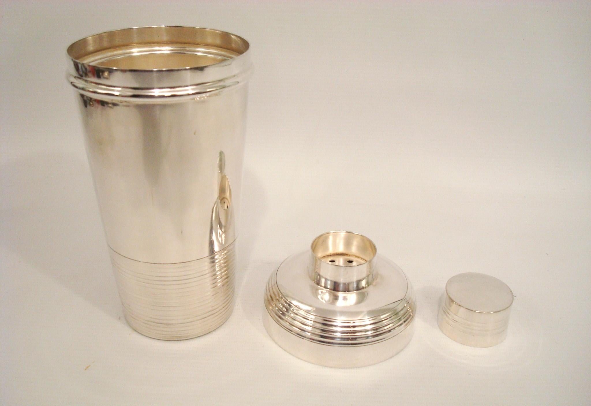 French Art Deco Silver Plate Cocktail Shaker by Hermes Paris 1