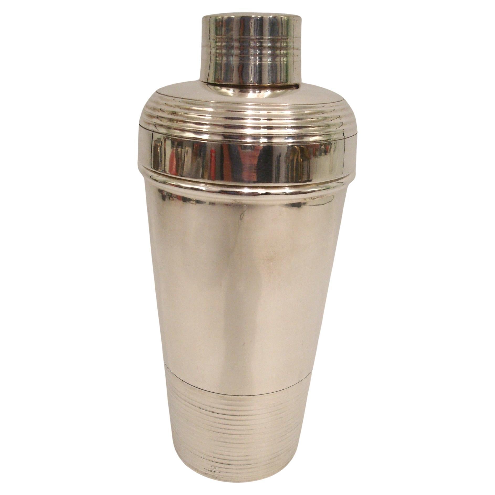 French Art Deco Silver Plate Cocktail Shaker by Hermes Paris