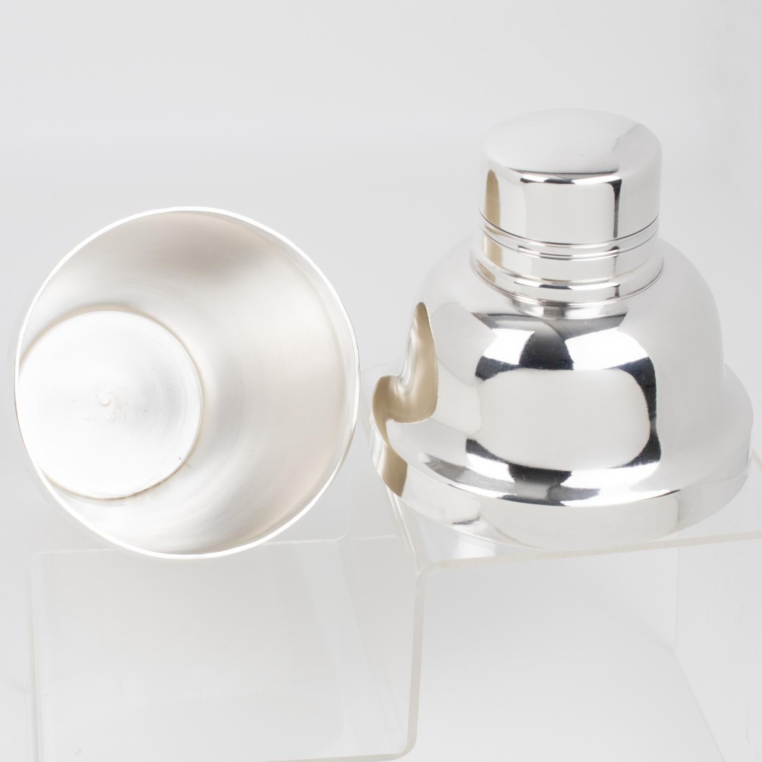 Mid-20th Century French Art Deco Silver Plate Cocktail Shaker by Orfevrerie Boyer, 1940s For Sale