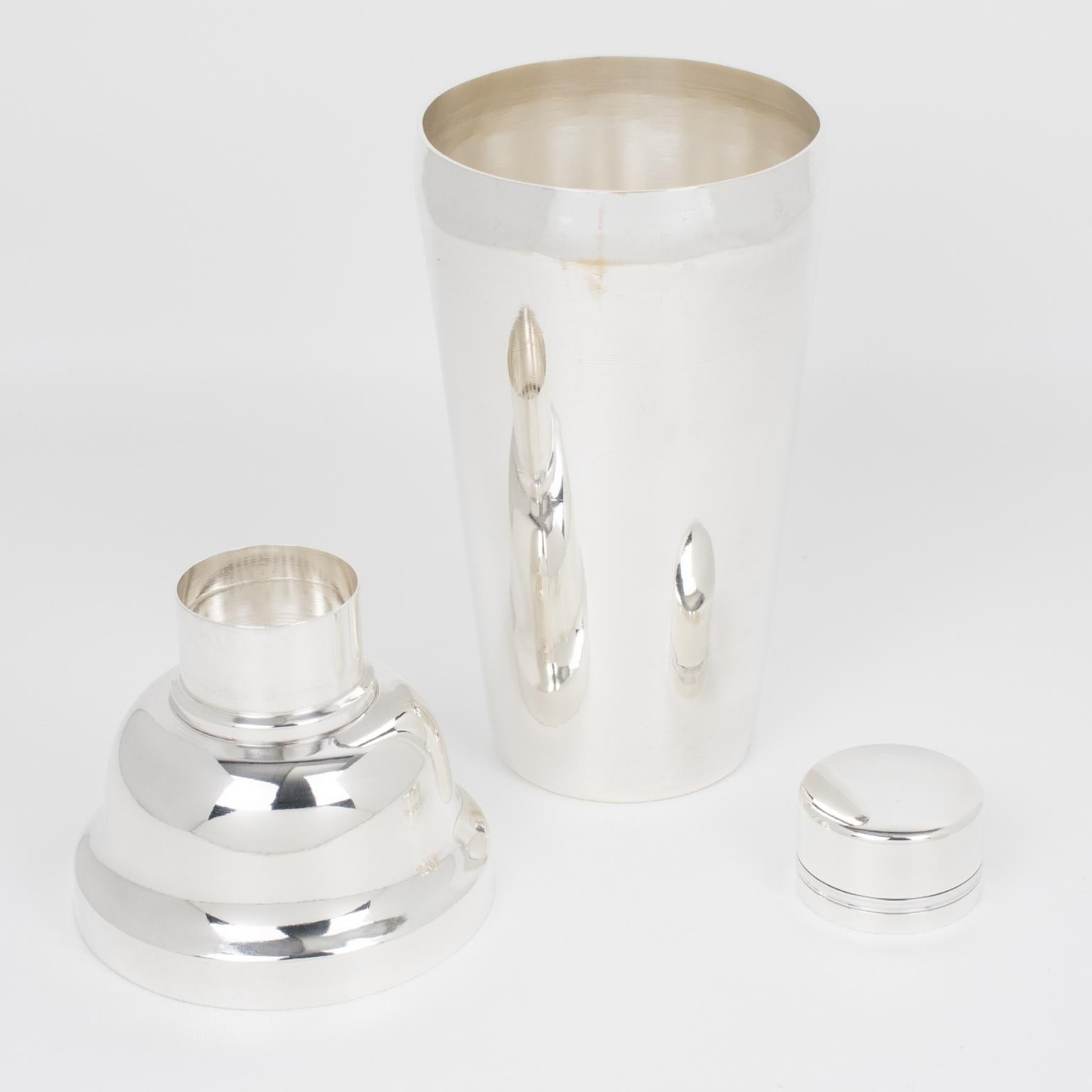 Coctelera francesa Art Decó de plata de Orfevrerie Boyer, años 40 2