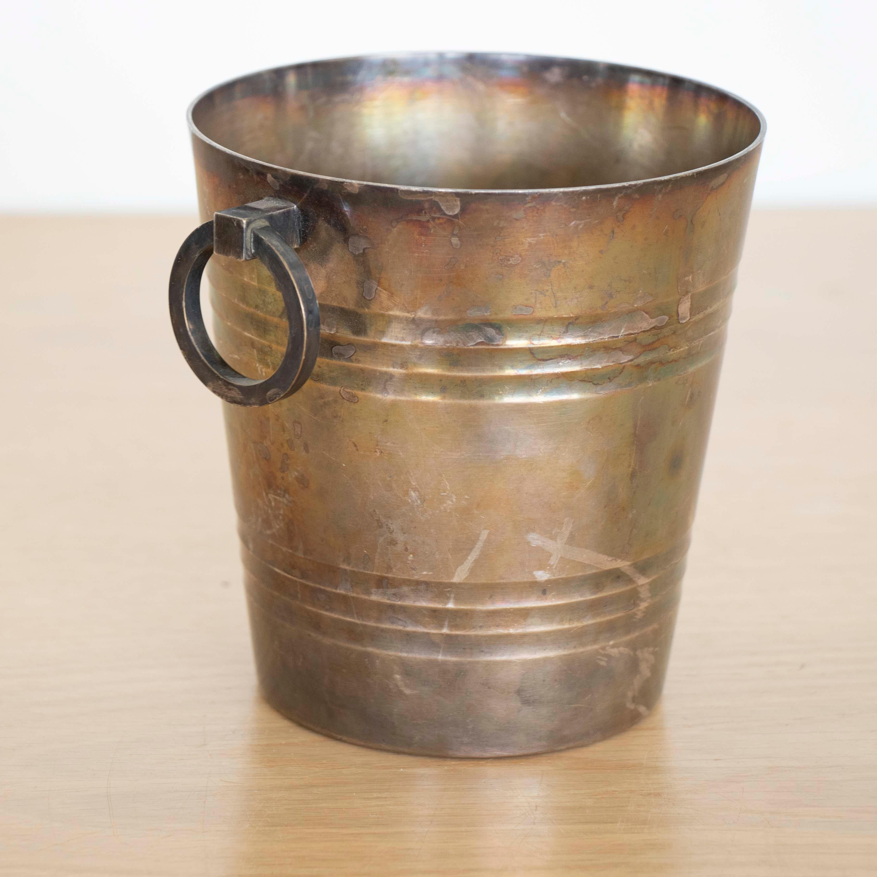 20th Century French Art Deco Silver Plate Ice Bucket by St. Medard