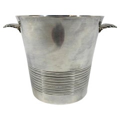 French Art Deco Silver Plate Ice Bucket w/Scallop Shell Form Handles