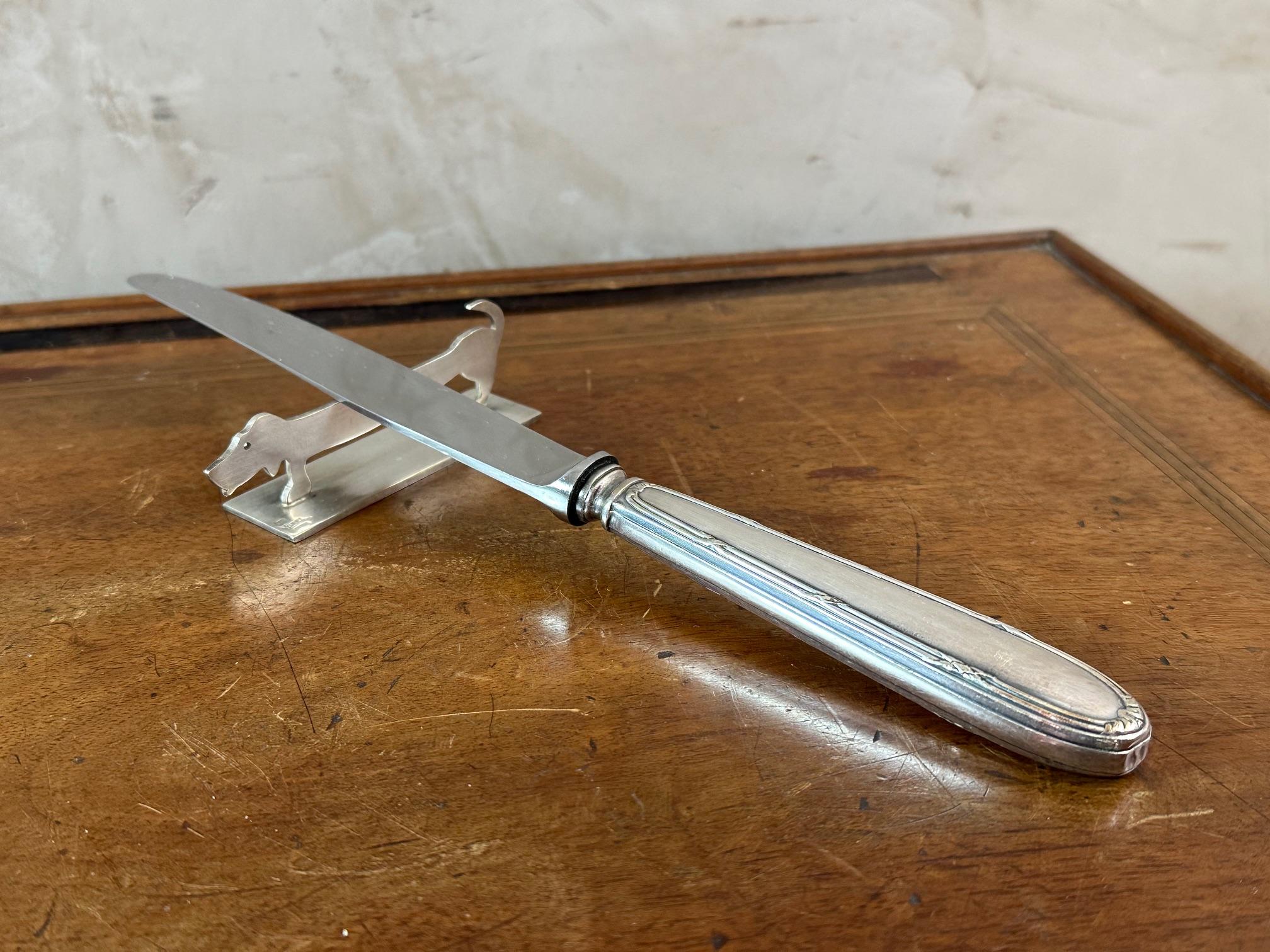 Ensemble de 12 porte-couteaux Art déco français en argent par Yorel Paris, années 1930 4