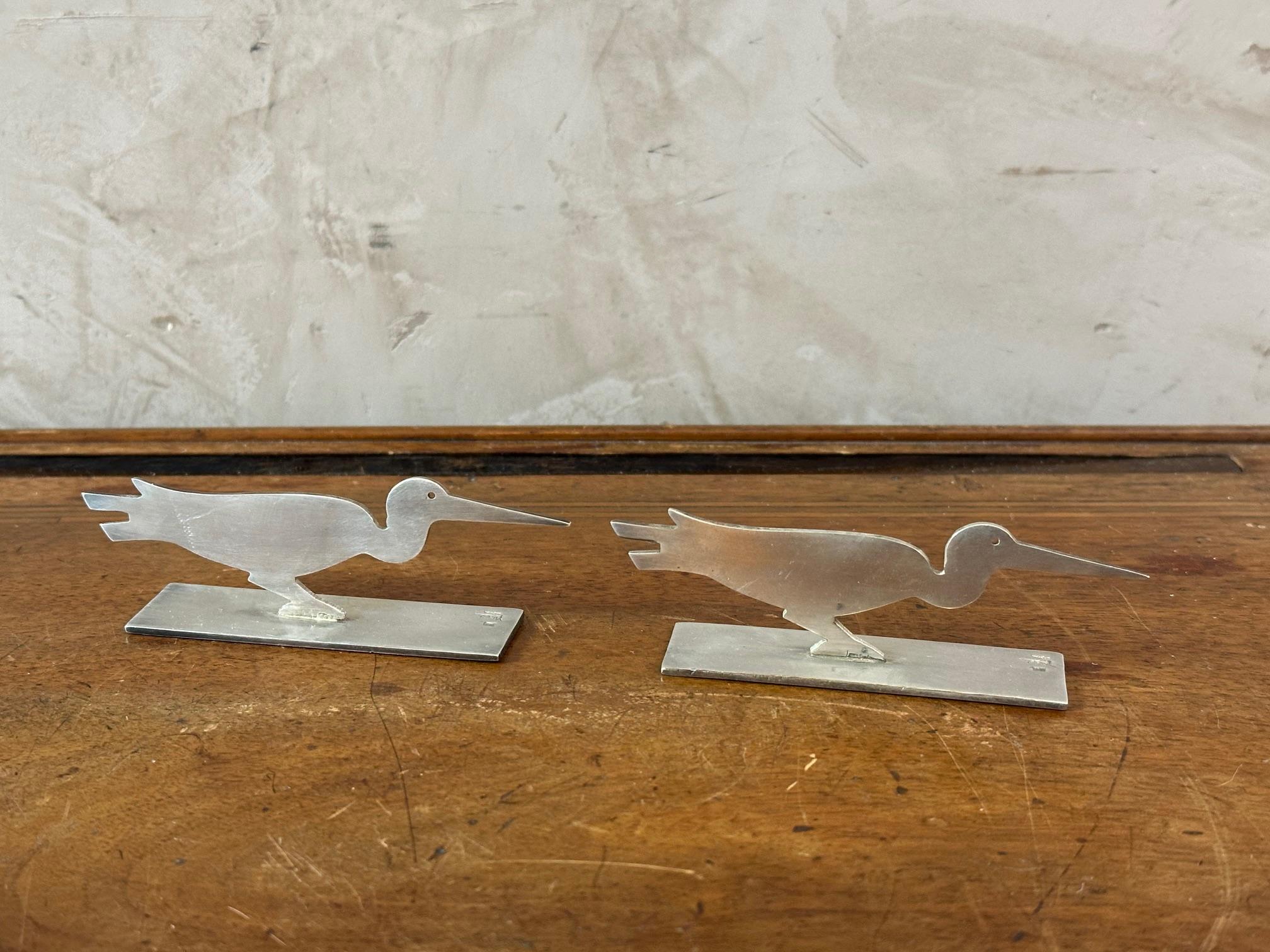 Français Ensemble de 12 porte-couteaux Art déco français en argent par Yorel Paris, années 1930