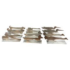 French Art Deco Silver Plate set of 12 Knives Rests by Yorel Paris, 1930s