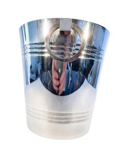 Französischer versilberter Wein-/Champagne-Klappkübel im Art déco-Stil mit Flügelgriffen, von St. Medard