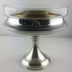 French Art Deco Silver Plated and Glass Chalice Centerpiece