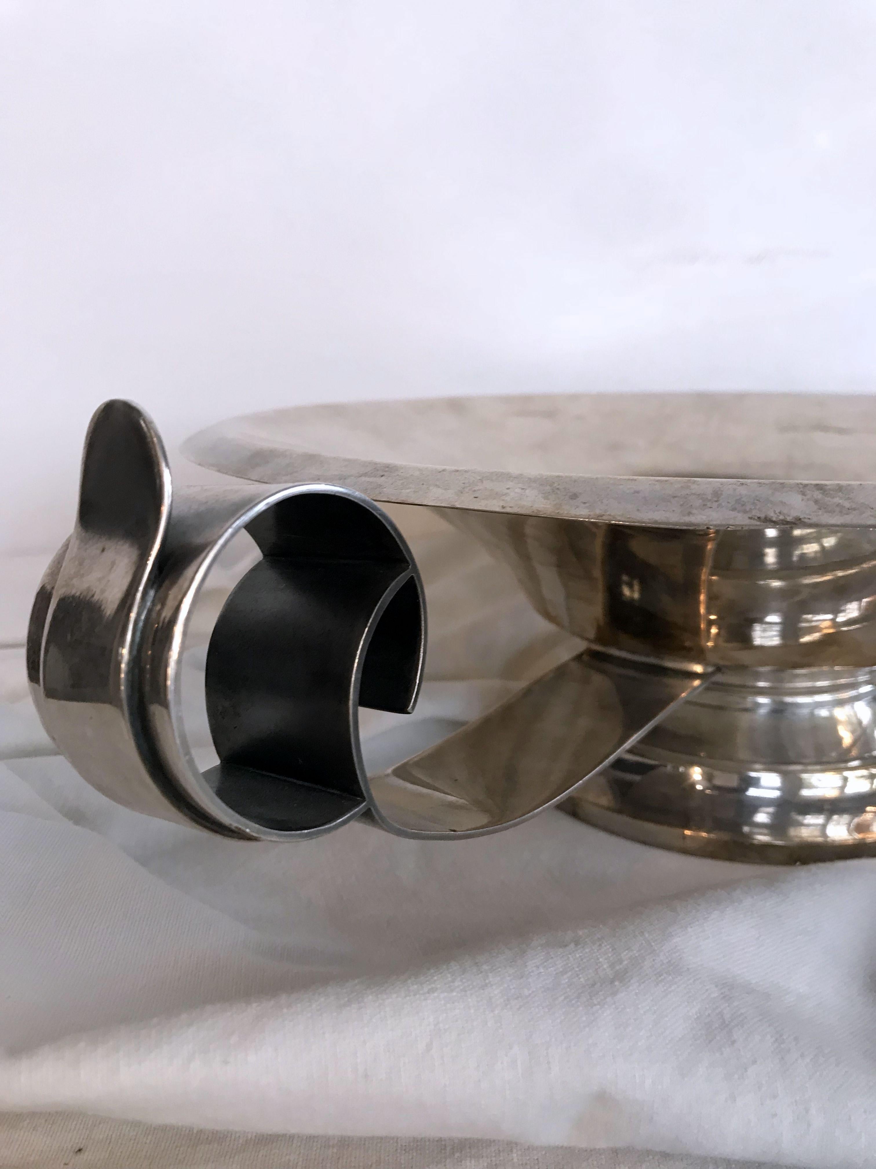 Alpaca French Art Deco Silver-Plated Bowl For Sale