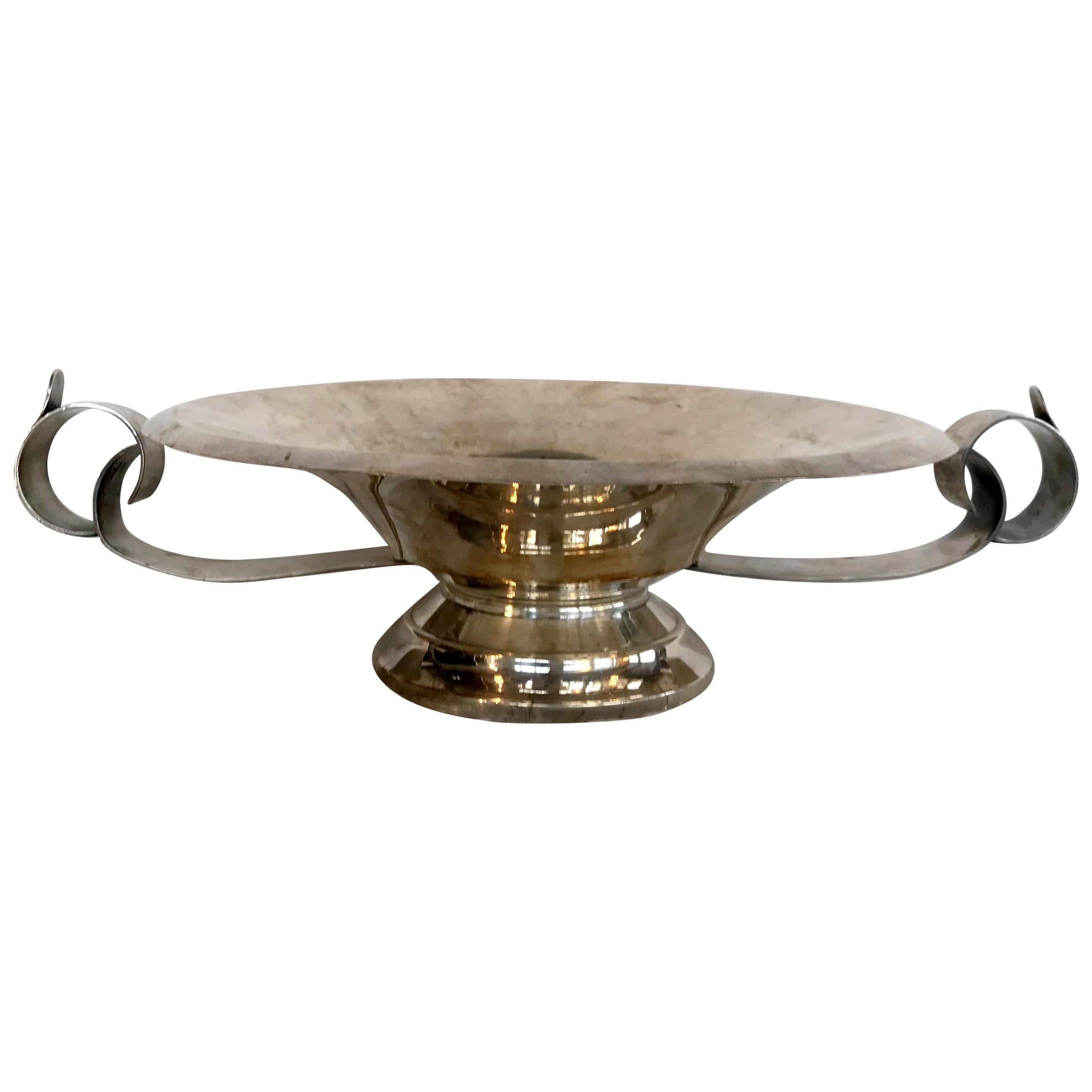 French Art Deco Silver-Plated Bowl For Sale