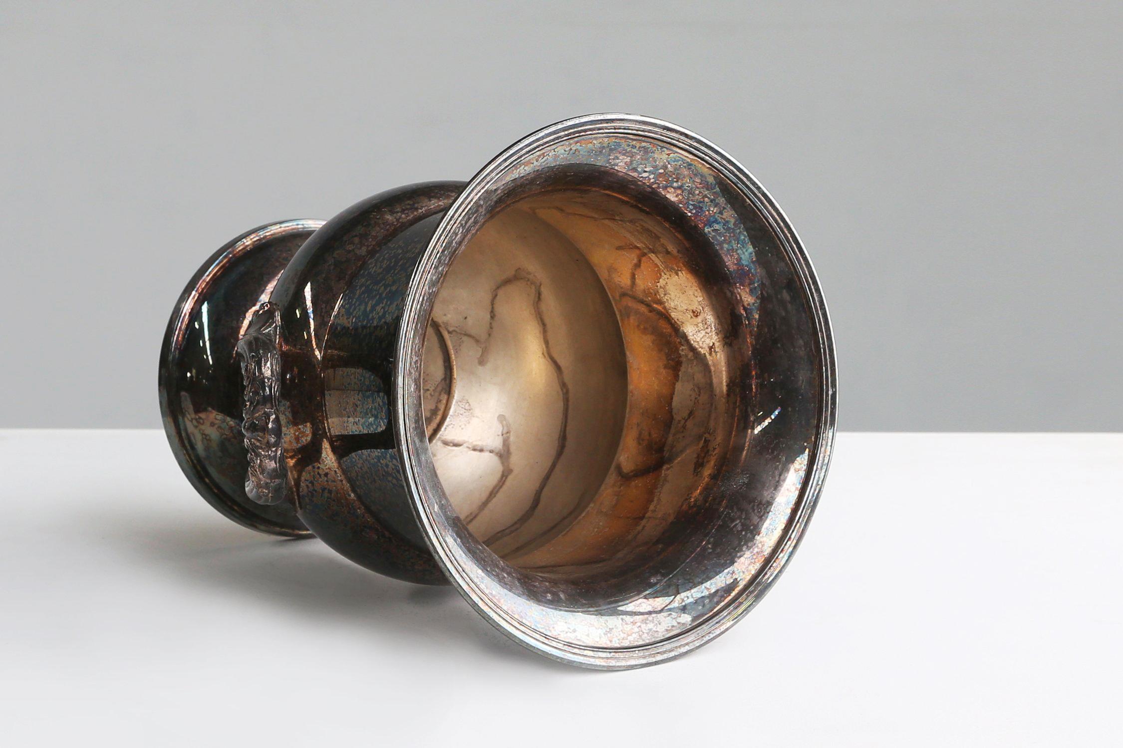 Französischer Art Deco Eiskübel aus versilbertem Messing, 1900er Jahre (Art déco) im Angebot