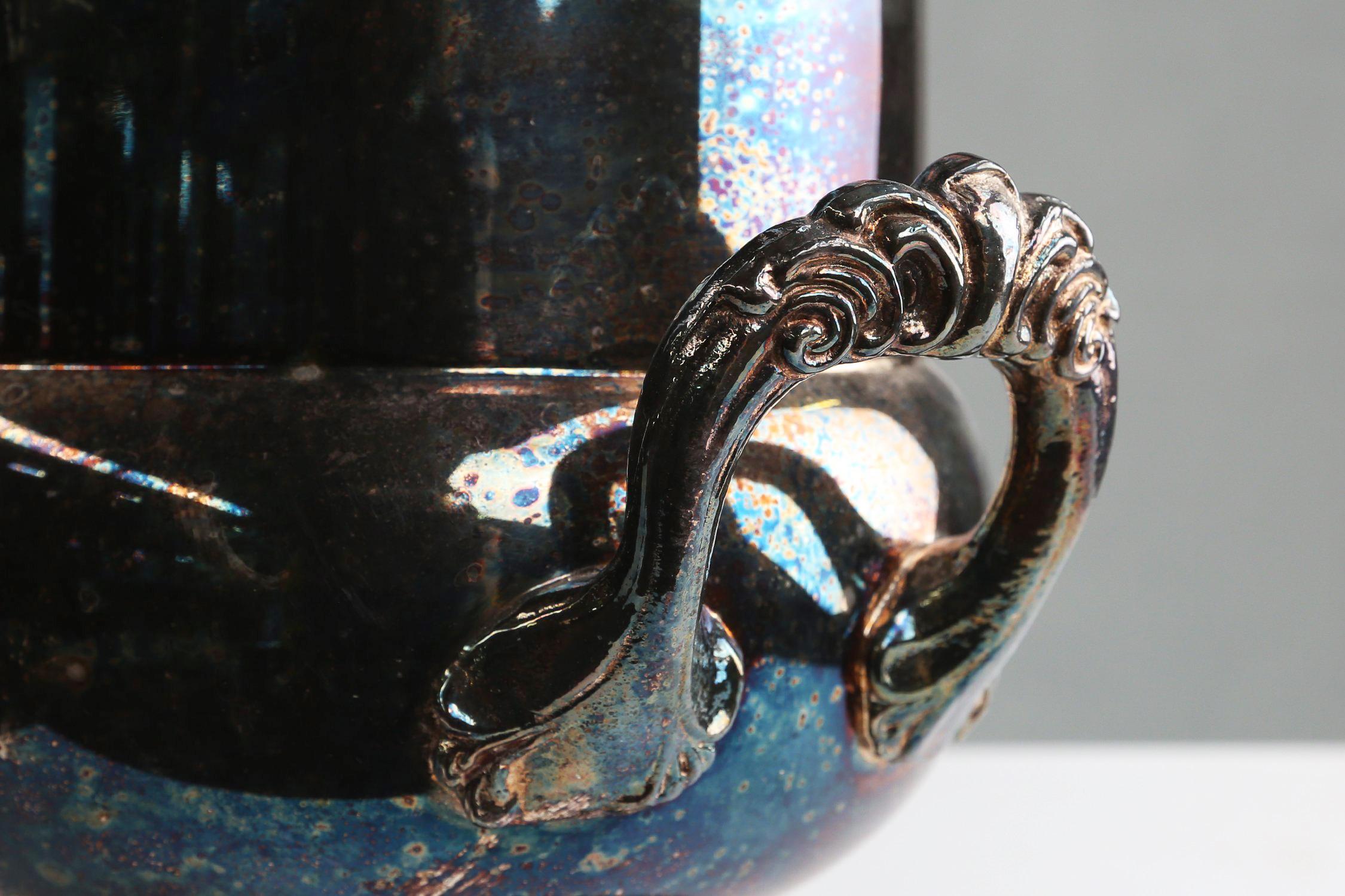 Französischer Art Deco Eiskübel aus versilbertem Messing, 1900er Jahre (Versilbert) im Angebot