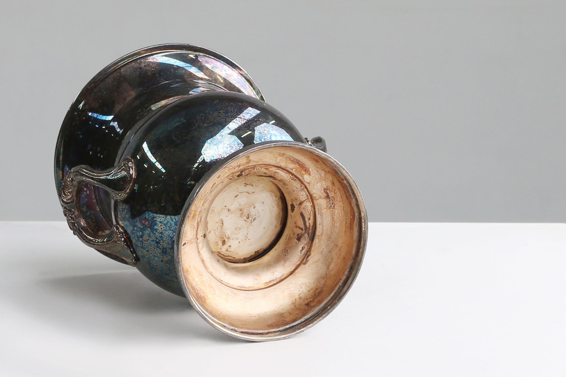 Französischer Art Deco Eiskübel aus versilbertem Messing, 1900er Jahre im Angebot 1