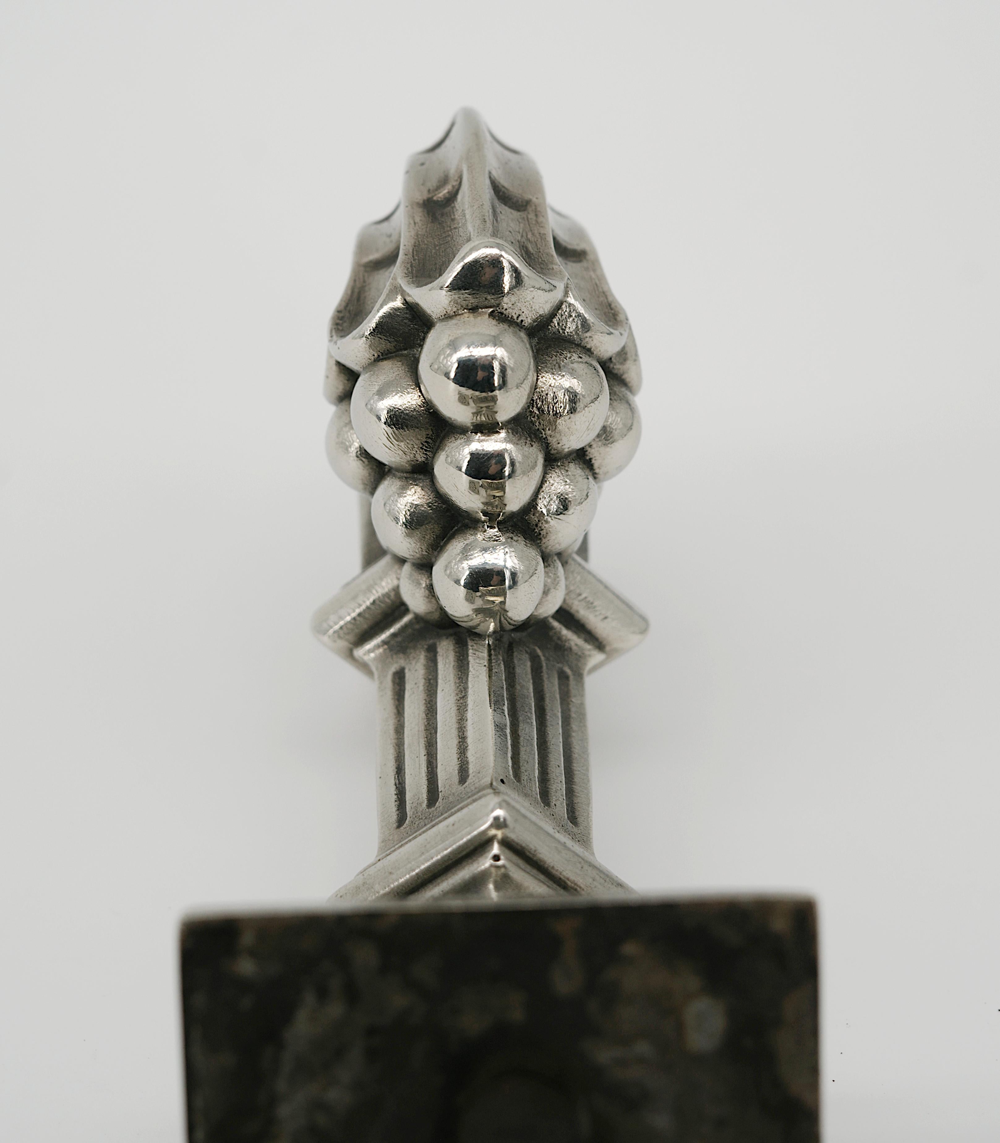 Battente francese Art Deco in bronzo placcato argento, 1920 in vendita 3
