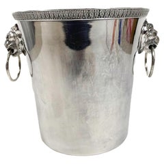 French, Art Deco, Silver-Plated Champaign / Wine Cooler with Lion Head Handles