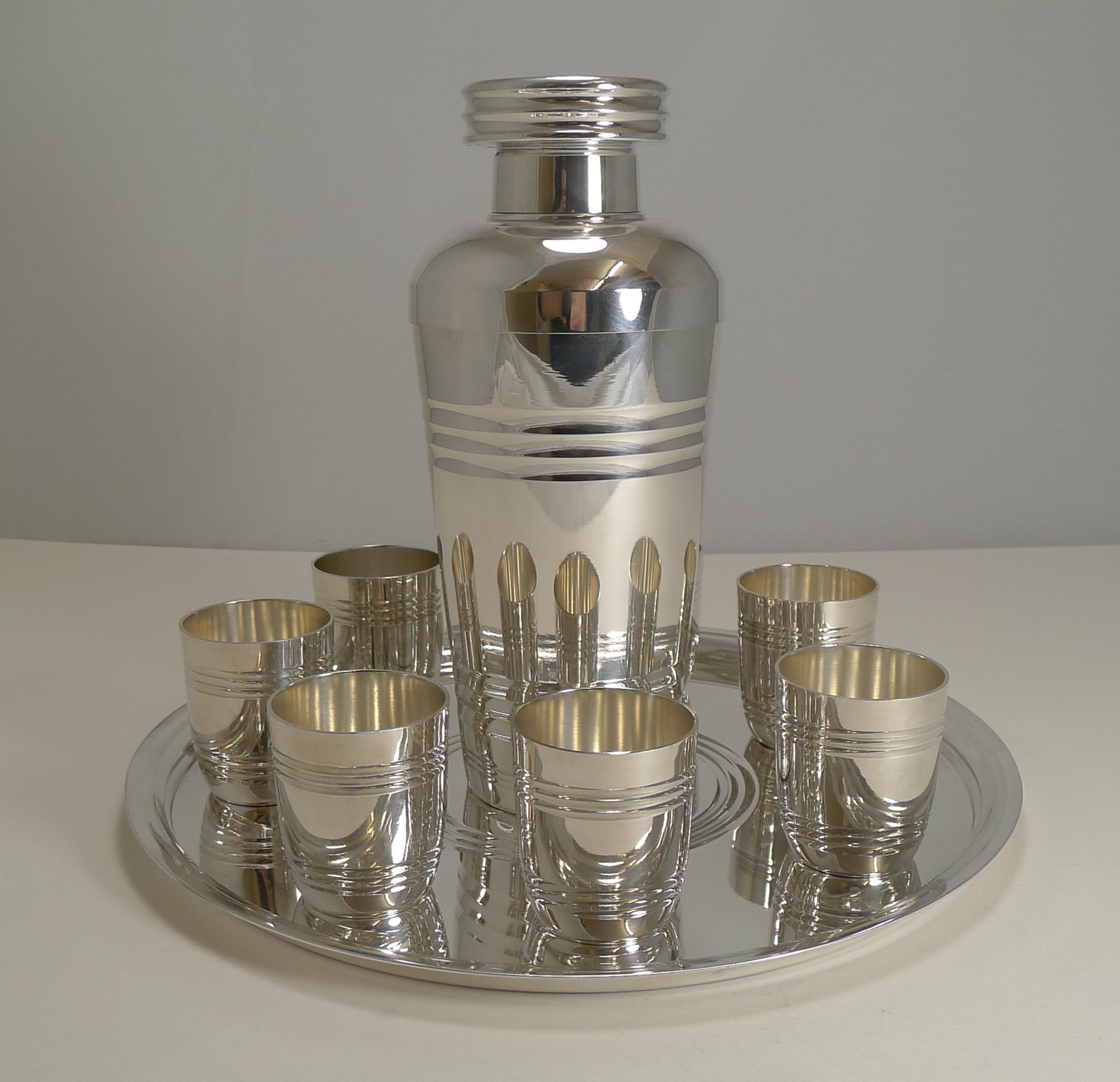 French Art Deco Silver Plated Cocktail Set by St. Medard, Paris c.1935 6