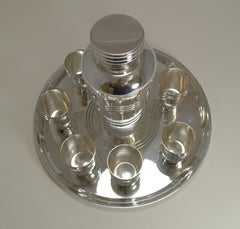 French Art Deco Silver Plated Cocktail Set by St. Medard, Paris c.1935