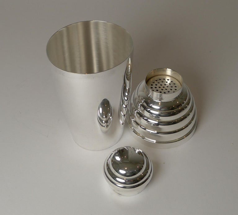 French Art Deco Silver Plated Cocktail Shaker by Brille, Paris, c.1930 6