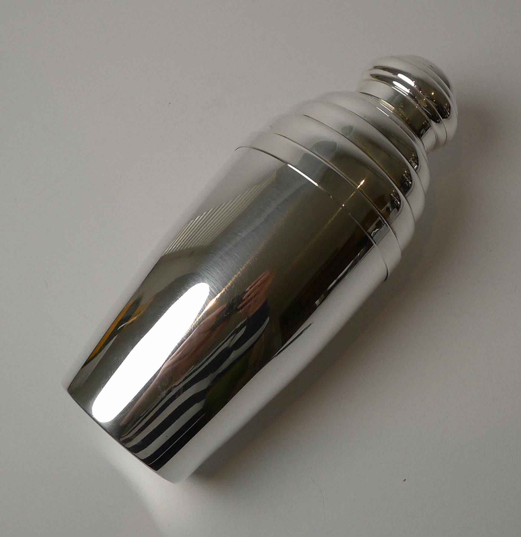French Art Deco Silver Plated Cocktail Shaker by Brille, Paris, c.1930 1