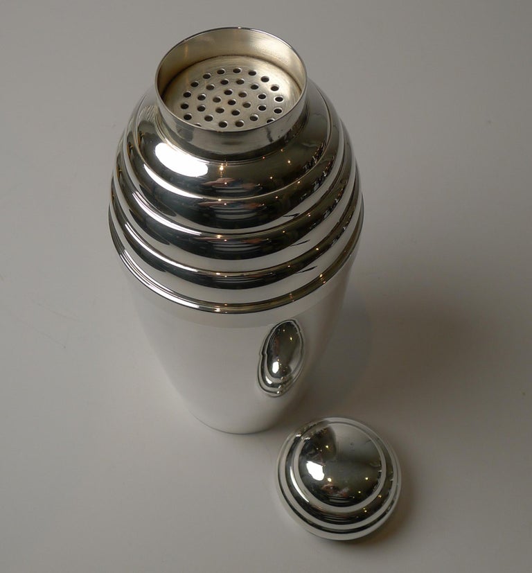French Art Deco Silver Plated Cocktail Shaker by Brille, Paris, c.1930 2