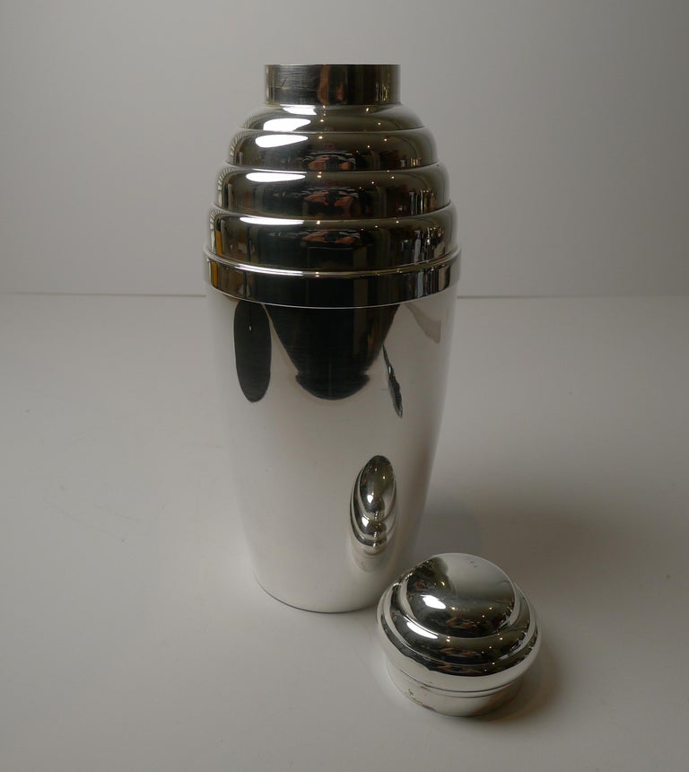 French Art Deco Silver Plated Cocktail Shaker by Brille, Paris, c.1930 3