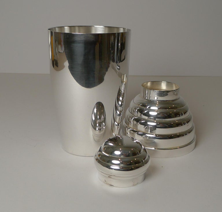 French Art Deco Silver Plated Cocktail Shaker by Brille, Paris, c.1930 5