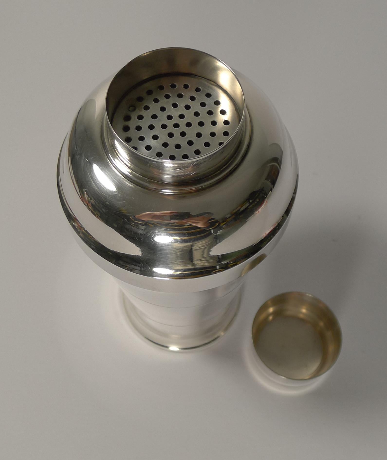 French Art Deco Silver Plated Cocktail Shaker by St Médard, Paris 2