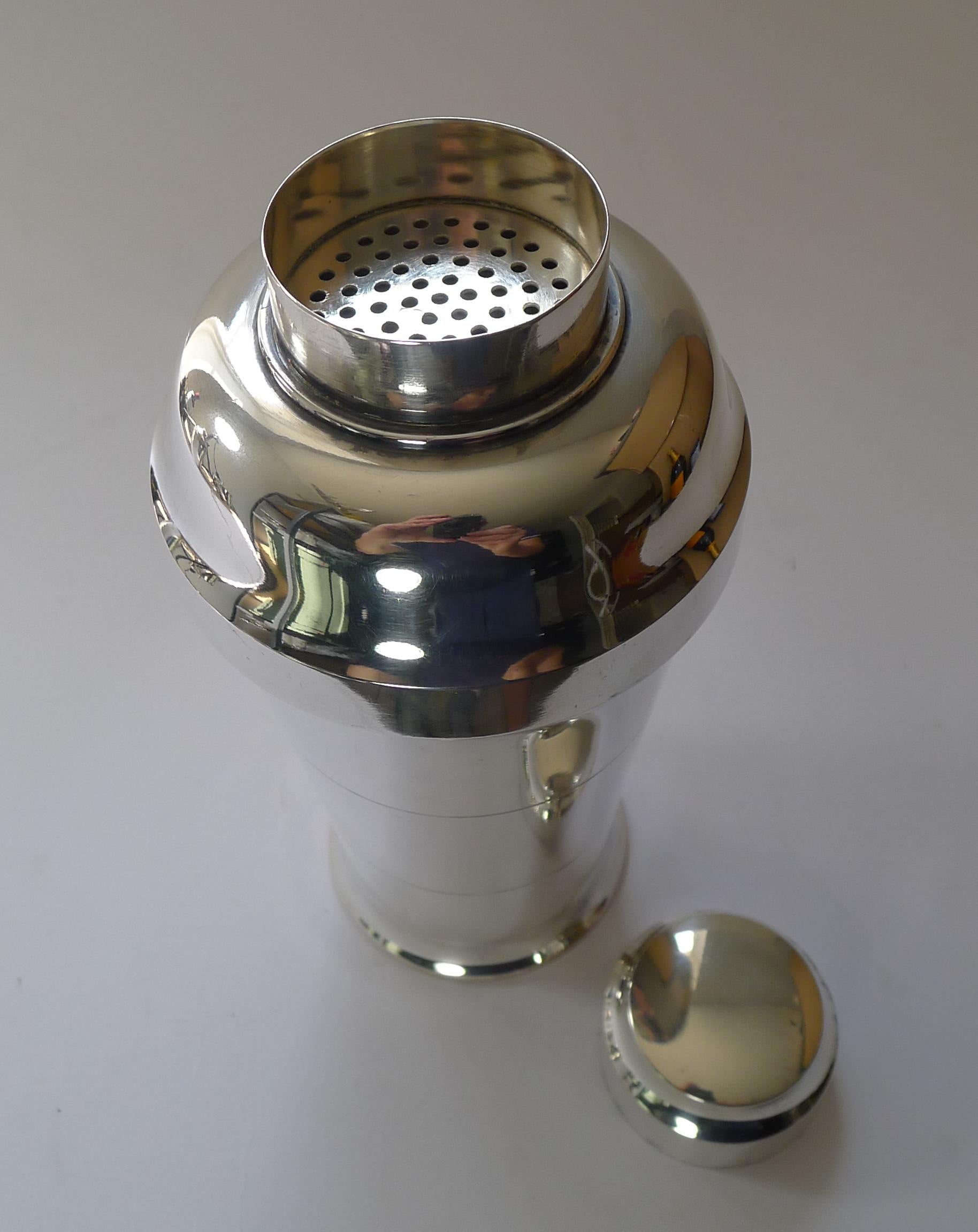 French Art Deco Silver Plated Cocktail Shaker c.1930 by St Medard, Paris 3