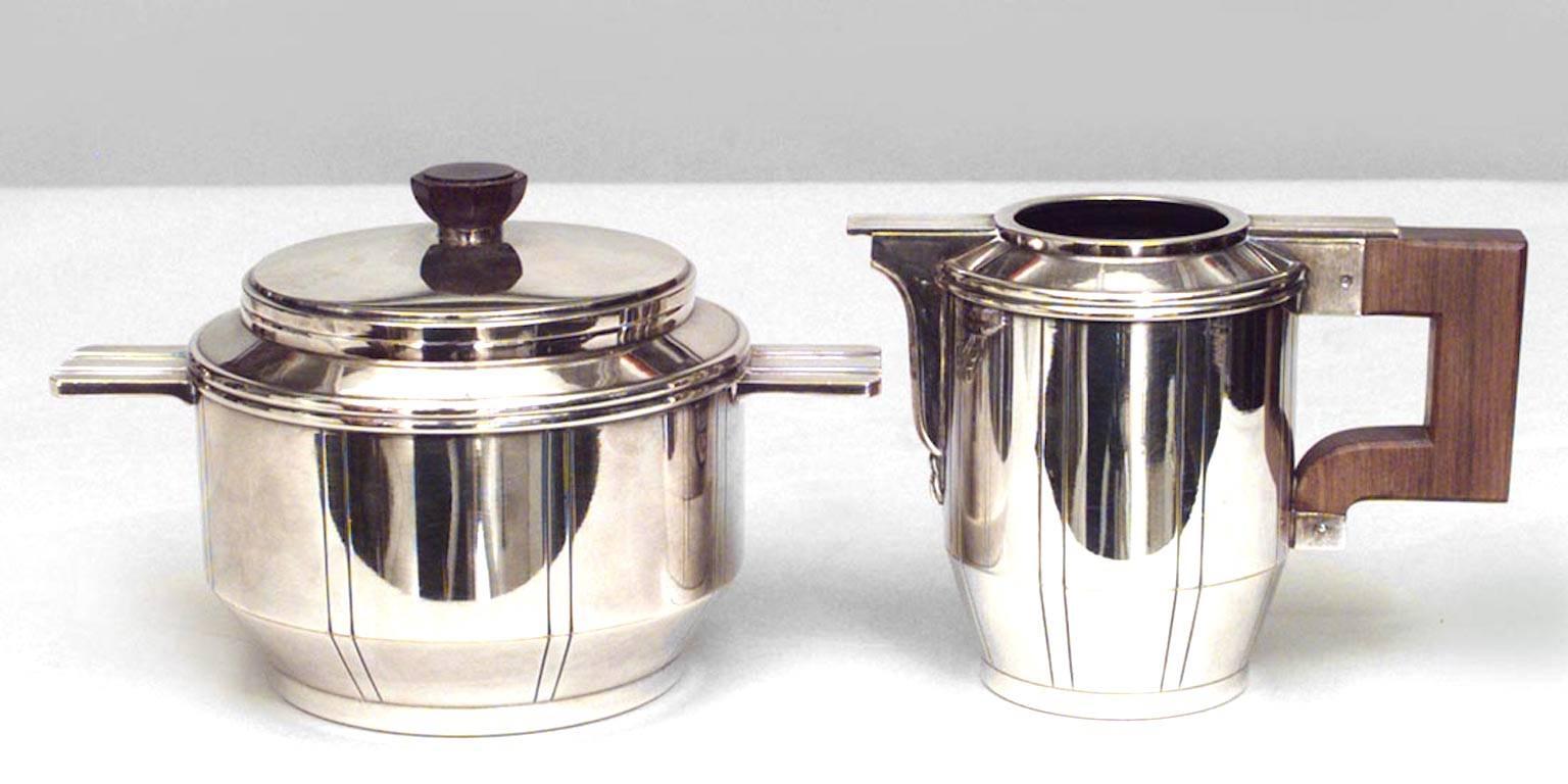 5-Piece French Art Deco Silver Plate Tea Set In Good Condition For Sale In New York, NY