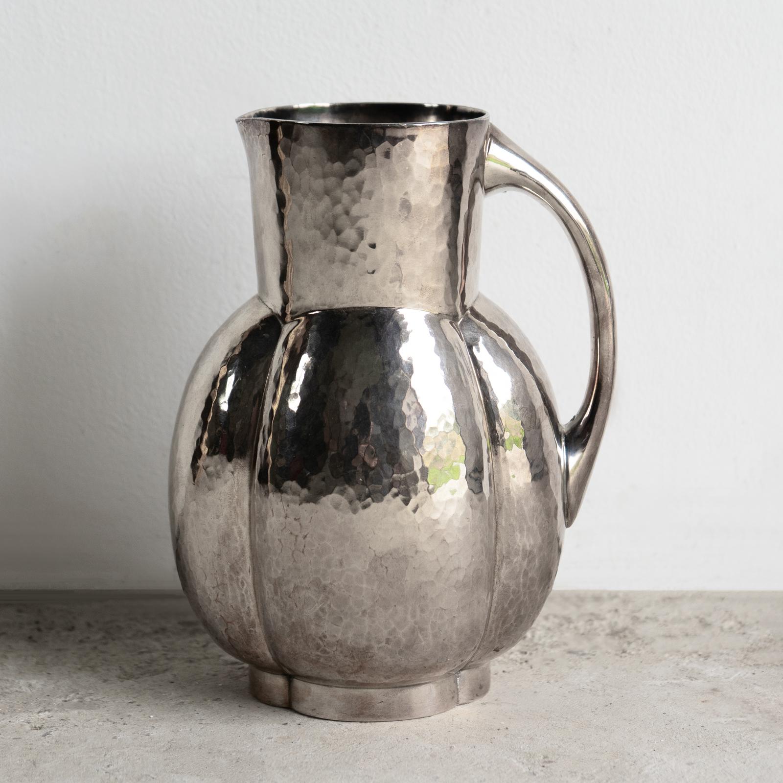 Brocca 'Melone' in argento placcato Art Deco francese di Fjerdingstad per Christofle, anni '30 in vendita 2