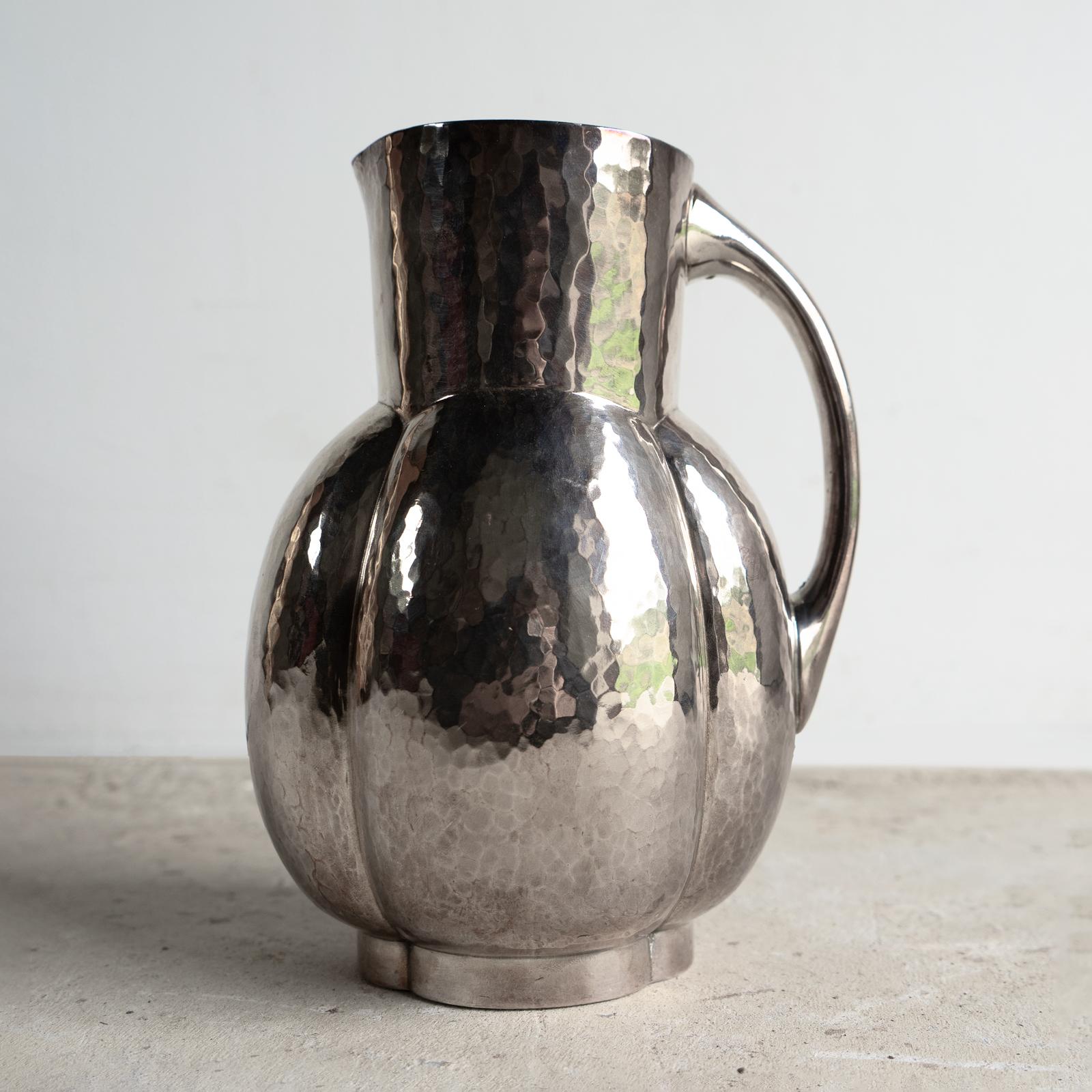 Brocca 'Melone' in argento placcato Art Deco francese di Fjerdingstad per Christofle, anni '30 in vendita 3