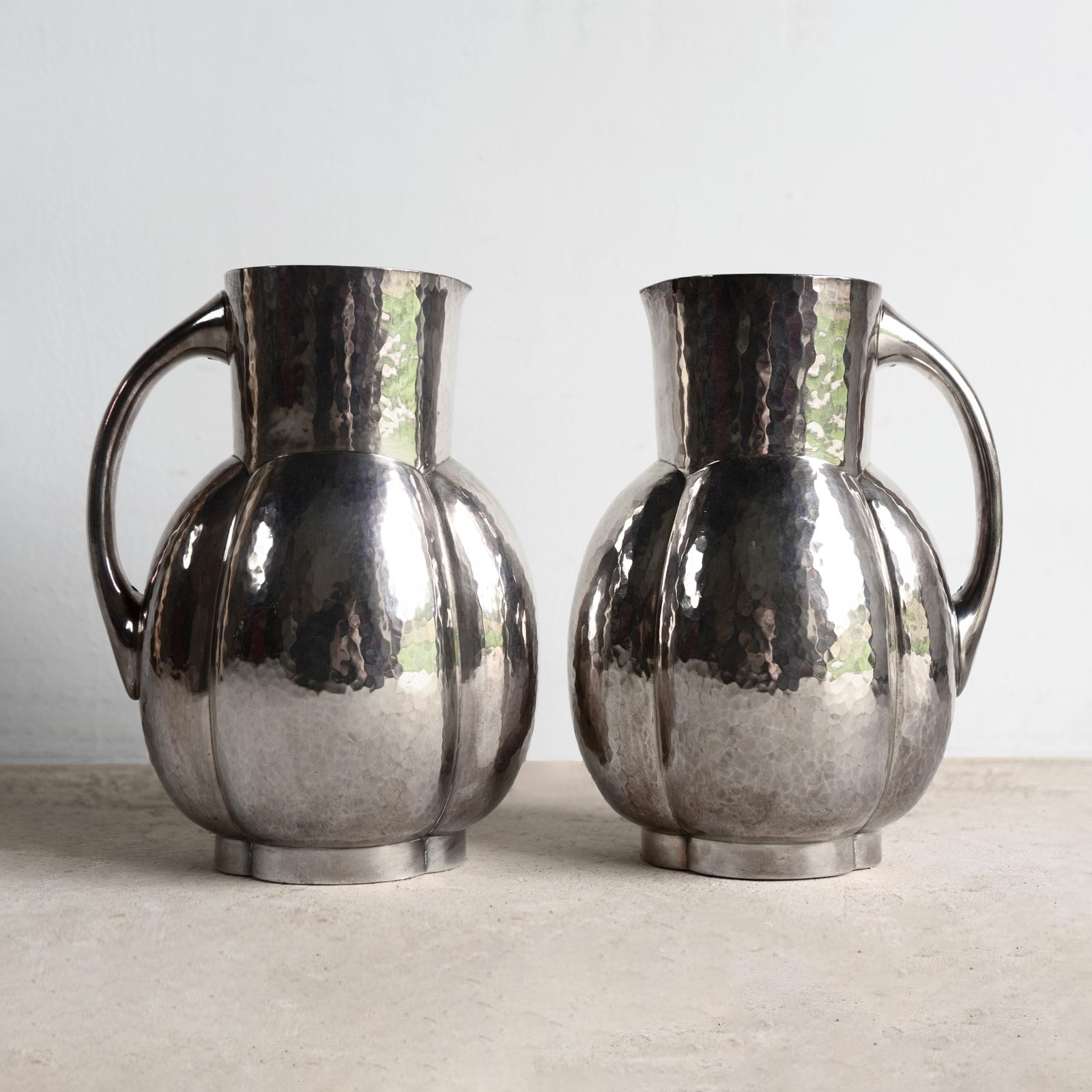Brocca 'Melone' in argento placcato Art Deco francese di Fjerdingstad per Christofle, anni '30 in vendita 4