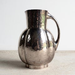 Französische versilberte Art-Déco-Kanne 'Melone' von Fjerdingstad für Christofle, 1930er Jahre
