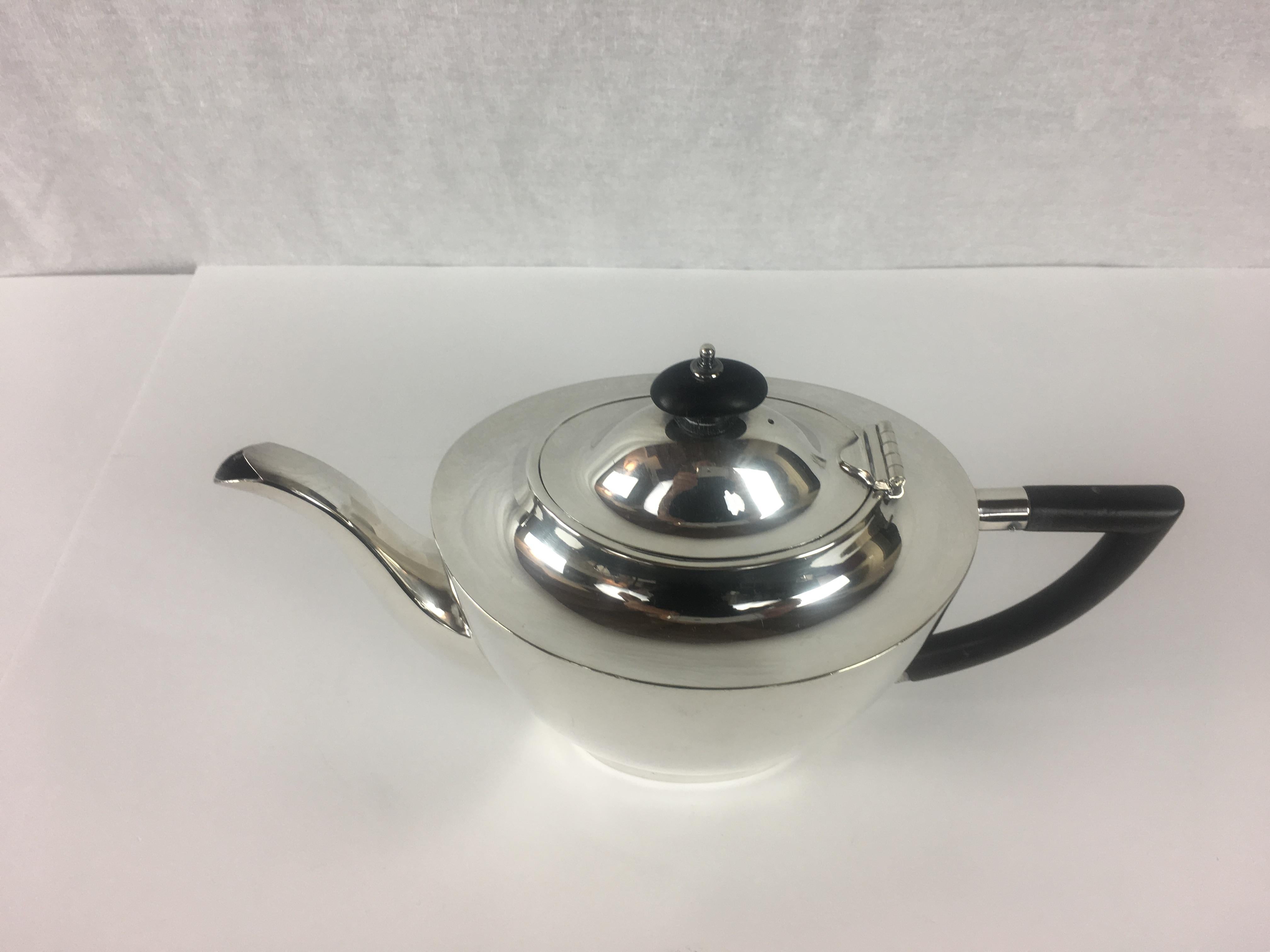 20th Century French Art Deco Silver Plated Tea Service 3 Pieces For Sale