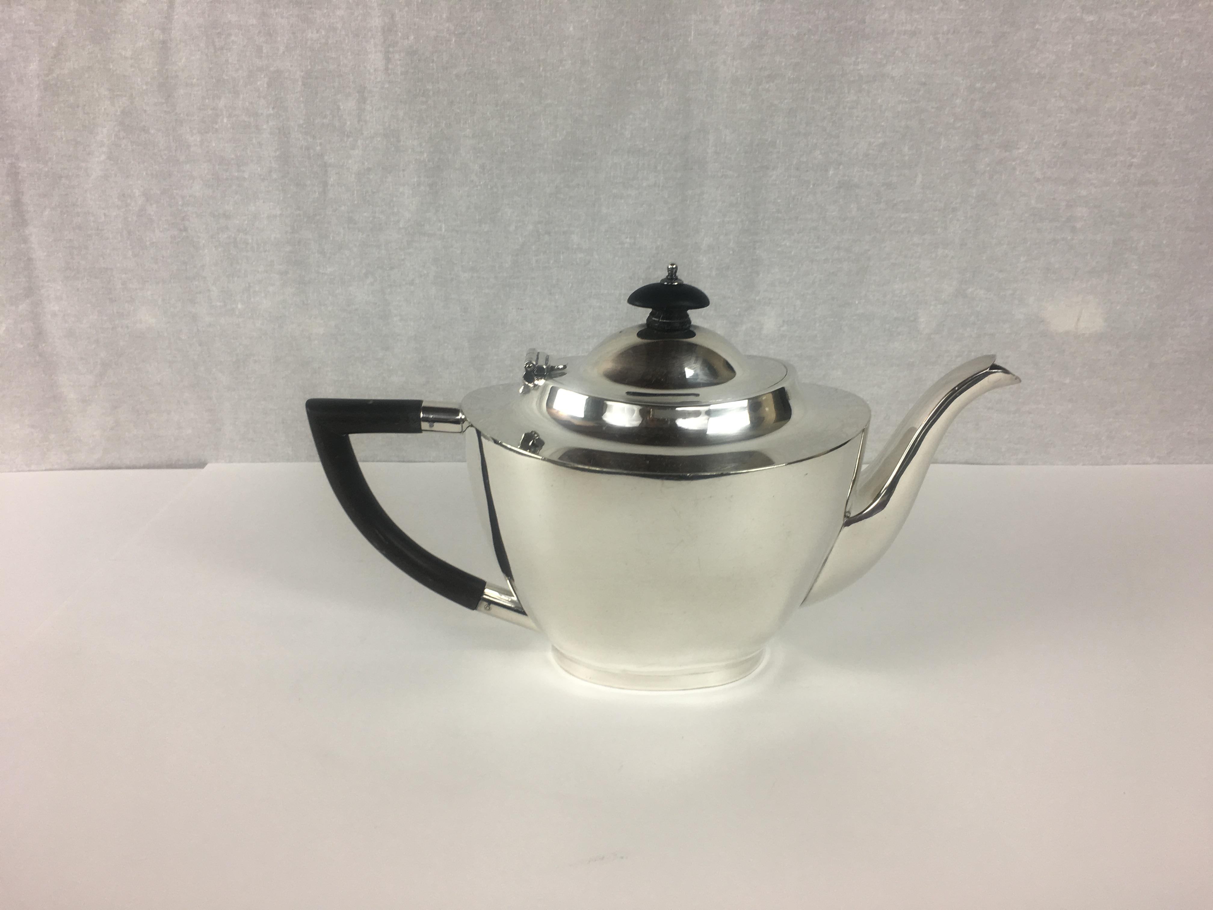 French Art Deco Silver Plated Tea Service 3 Pieces For Sale 1