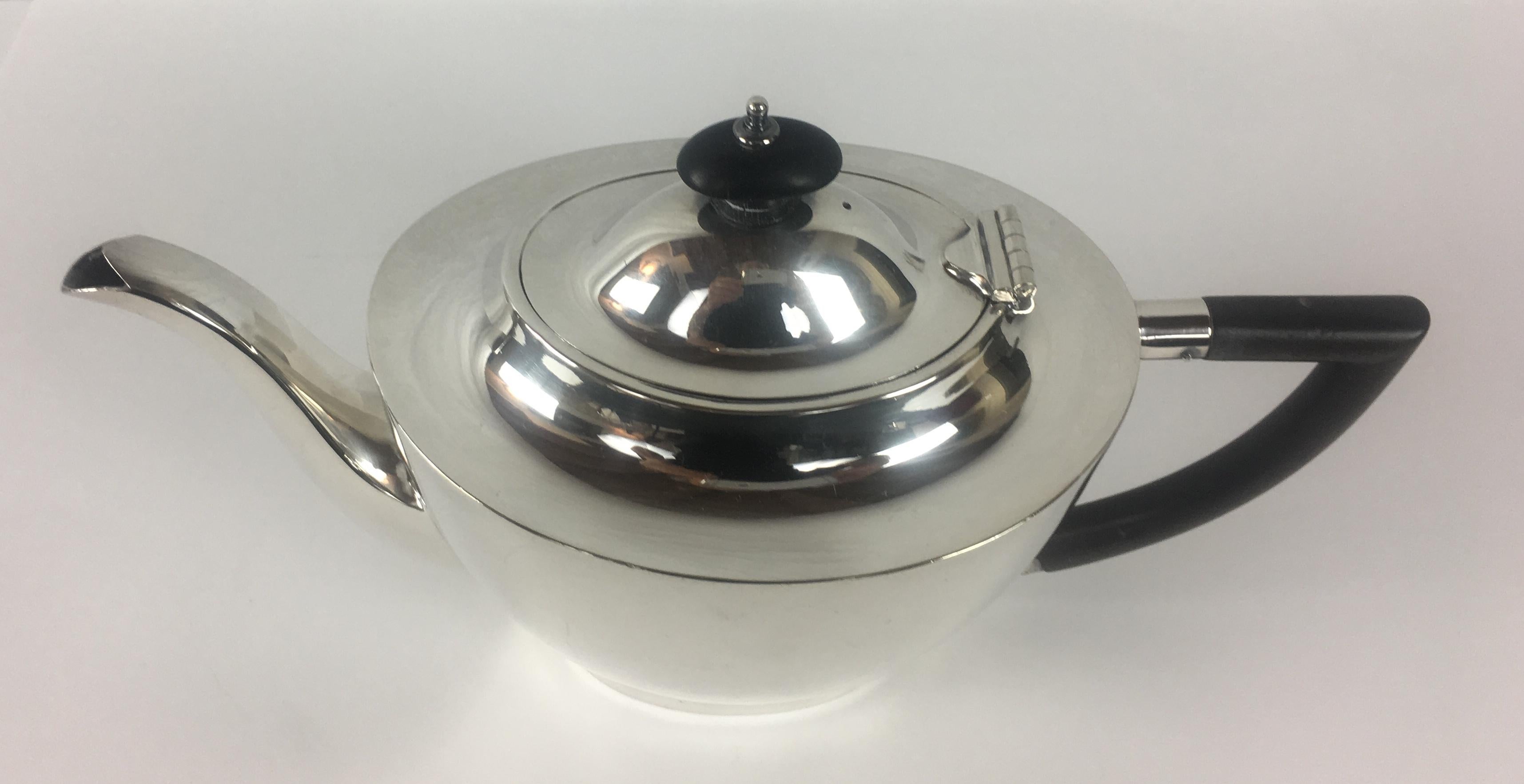 French Art Deco Silver Plated Tea Service 3 Pieces For Sale 4