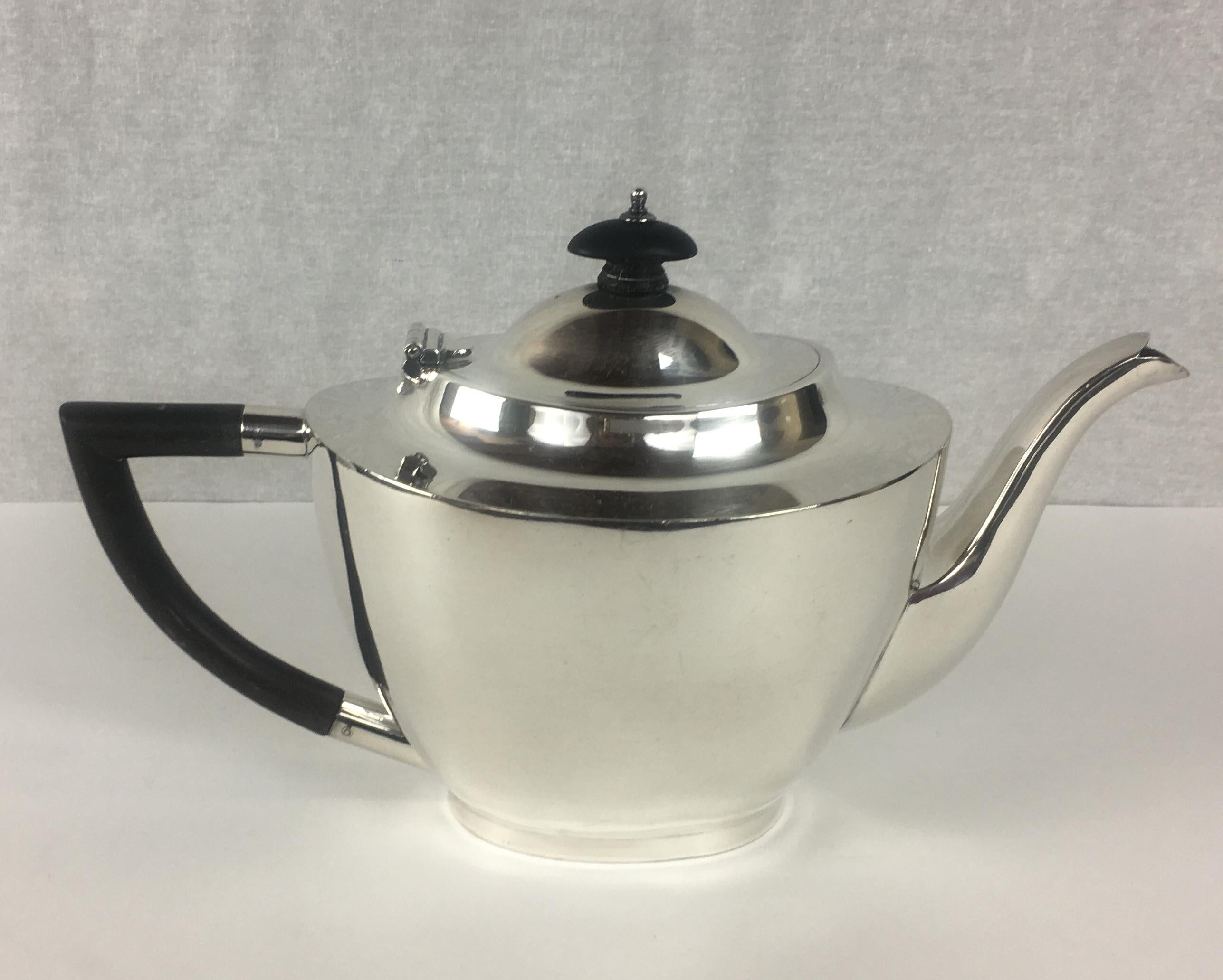French Art Deco Silver Plated Tea Service 3 Pieces For Sale 5