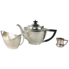 Servizio da tè francese in argento placcato Art Deco 3 pezzi