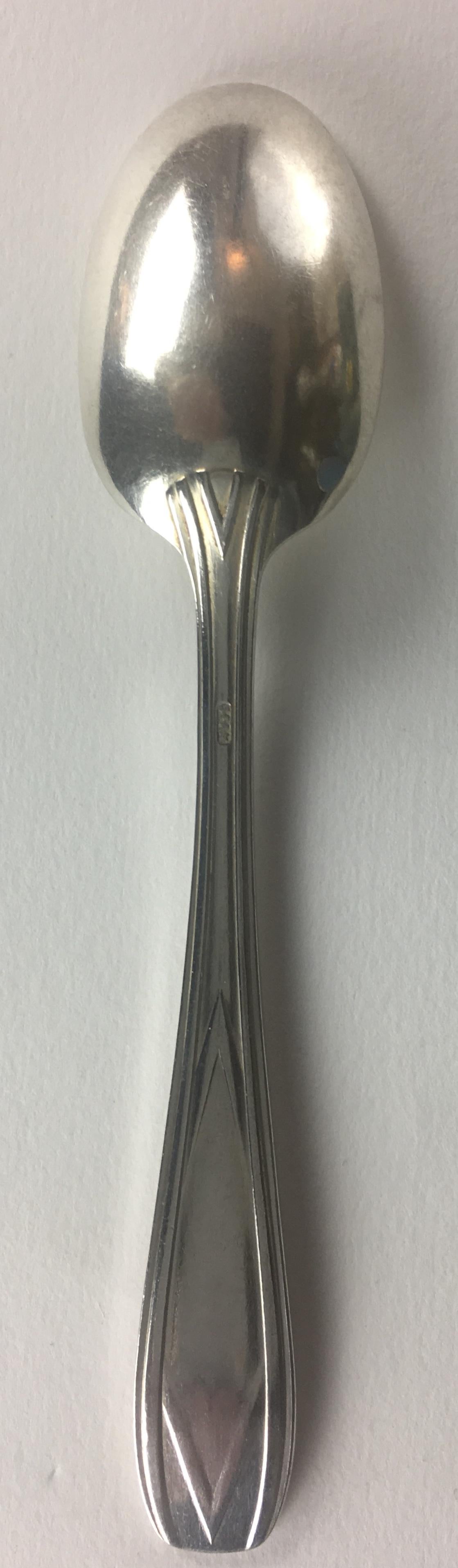 20th Century French Art Deco Silver Plated Tea Spoon Set of 12 with Original Box For Sale