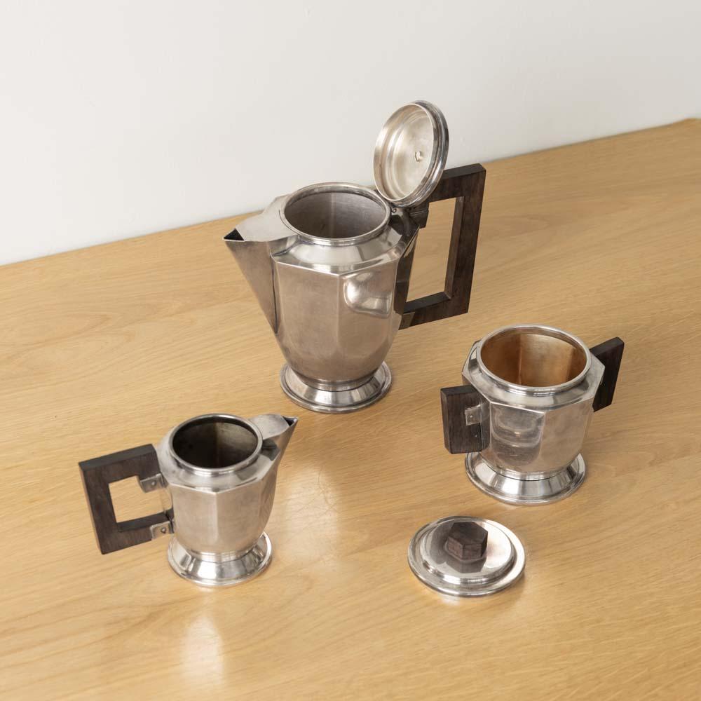 Mid-20th Century French Art Deco Silver Tea Set For Sale