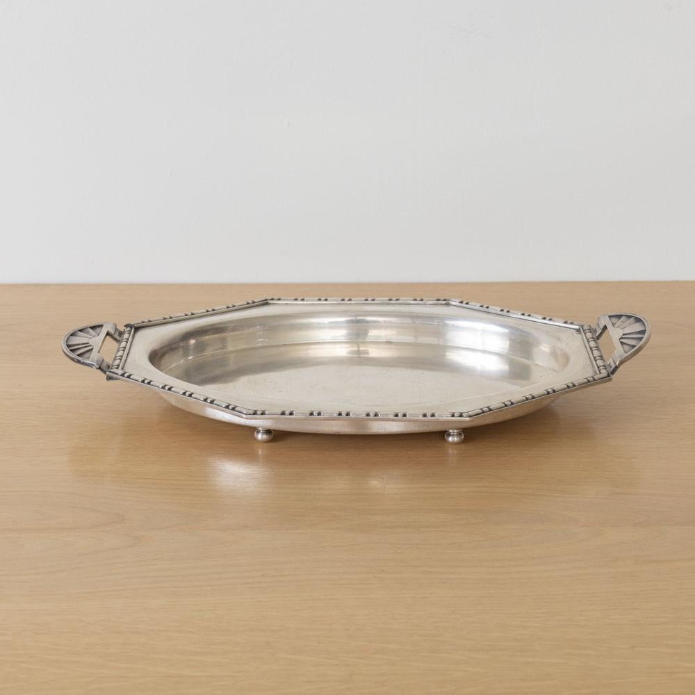 Französisches Art Deco Silber Tablett im Zustand „Gut“ im Angebot in Los Angeles, CA
