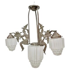 «Jóvenes en estilo Art Déco con palomas y cestas de flores», G. M. Boretti, Francia, 1930
